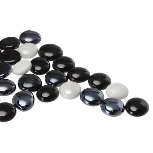 Produktbild: QUARKZMAN Glasperlen, 36 Stück Flache Glas-Edelsteine Schwarz/Weiß 0,44 lbs (0,67-0,87