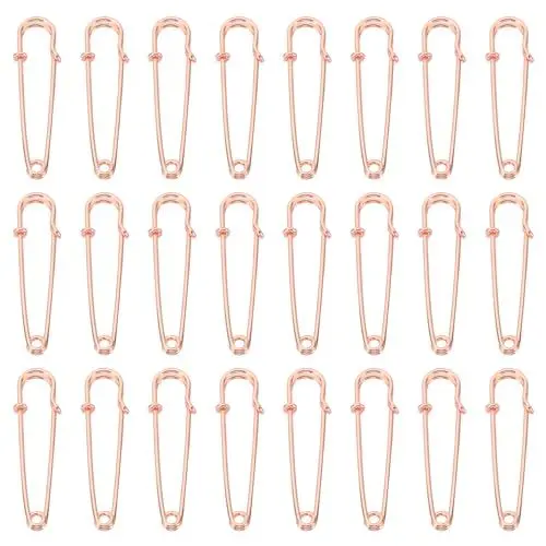 Produktbild: QUARKZMAN Große Sicherheitsnadeln 50mm / 2 Zoll Metall Riesige Nähsicherheitsnadeln Clips für Damenbekleidung Kleid Hosen Rock Taille, Roségold, 24 Stück