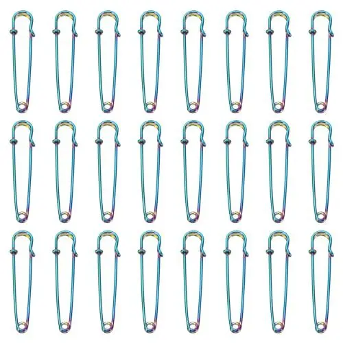 Produktbild: QUARKZMAN Große Sicherheitsnadeln 58mm / 2,28 Zoll Metall Riesige Näh-Sicherheitsnadeln Clips für Damenbekleidung Kleid Hose Rock Taille, Regenbogen, 32 Stück