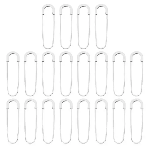 Produktbild: QUARKZMAN Große Sicherheitsnadeln 80mm / 3,15 Zoll Groß Safety Pins Metall-Sicherheitsnadeln für Damenbekleidung Kleid Hosen Rock Taille, Silberton, 20 Stück