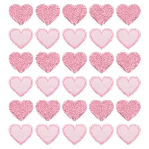 Produktbild: QUARKZMAN Flicken zum Aufbügeln Patches zum Aufbügeln Rosa Bügelflicken Aufbügelbilder Herzförmige Aufnäher für Kleidung Jacken Rucksäcke Reparieren Dekorationen 30Stk,40x35mm