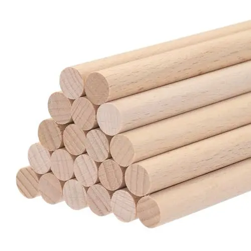 Produktbild: QUARKZMAN Holzdübelstangen Holzstäbe, 10cmx1cm Runde Holzdübelstangen für DIY, Kunstdekoration, Bastelstab, handgefertigte kleine Holzstäbe, Packung mit 20 Stück