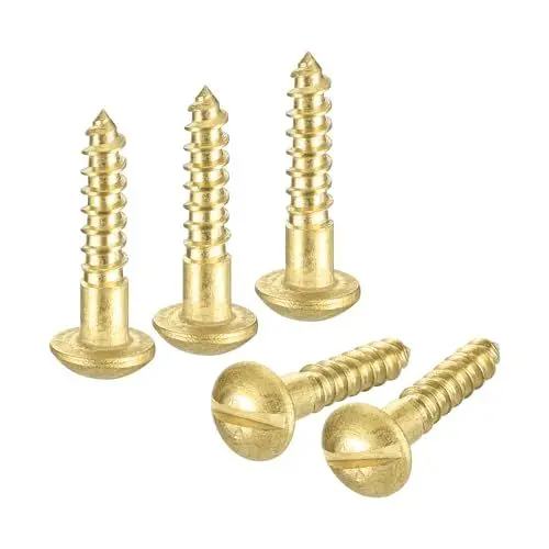 Produktbild: QUARKZMAN Holzschrauben M2,5 x 12mm Schlitz Rundkopf Messing Selbstschneidende Schraube Holzarbeitsschraube 40 Stück