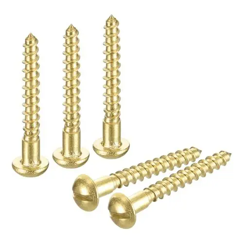 Produktbild: QUARKZMAN Holzschrauben M2 x 16mm Schlitz Rundkopf Messing Selbstschneidende Schraube Holzarbeitsschraube 40 Stück