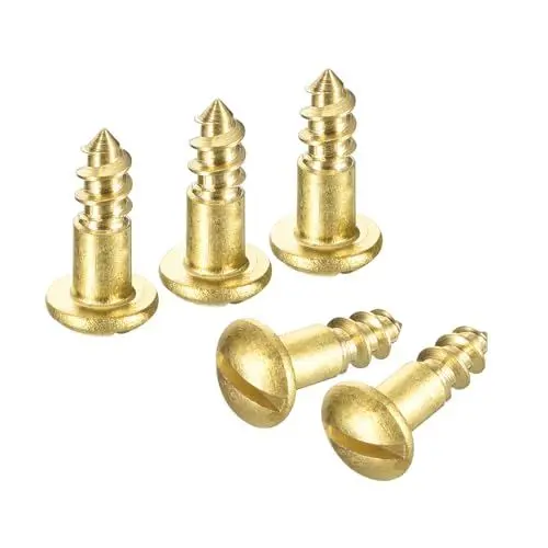 Produktbild: QUARKZMAN Holzschrauben M3 x 12mm Schlitz Rundkopf Messing Selbstschneidende Schraube Holzarbeitsschraube 40 Stück