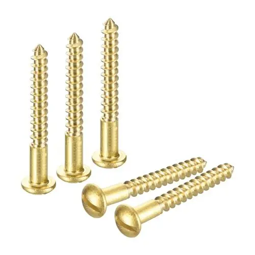 Produktbild: QUARKZMAN Holzschrauben M3,5 x 30mm Schlitz Rundkopf Messing Selbstschneidende Schraube Holzarbeitsschraube 40 Stück