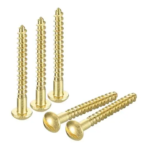 Produktbild: QUARKZMAN Holzschrauben M5 x 40mm Schlitz Rundkopf Messing Selbstschneidende Schraube Holzarbeitsschraube 20 Stück