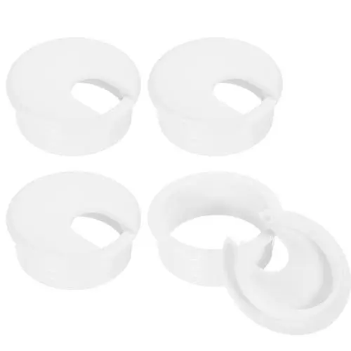 Produktbild: QUARKZMAN Kabellochabdeckung, 4 Stück 45 mm/1-3/4 Zoll ABS-Schreibtischkabel-Draht-Kabeltülle-Lochabdeckung für Büro-Computer-Schreibtisch-Draht-Organizer, weiß
