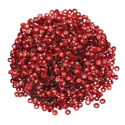 Produktbild: QUARKZMAN Lose Pailletten 4MM Laser Pailletten 3000 Stück Becher-Pailletten Stickerei-Pailletten für Schmuckherstellung, Basteln, Nähen, Rot
