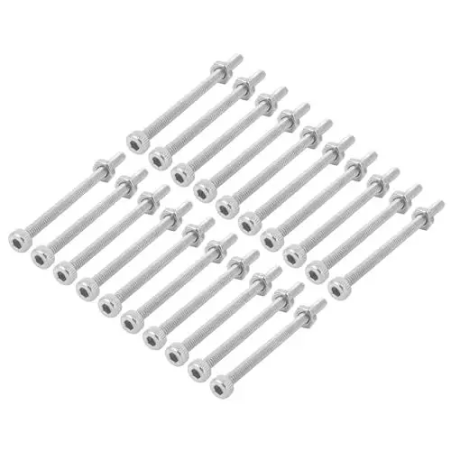 Produktbild: QUARKZMAN M2x30mm Sechskantschrauben mit gerändeltem Kopf und Muttern-Set x 20 Stück aus Edelstahl für Haushaltsgeräte und Büroausstattung, (Silberton)