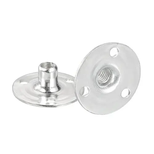 Produktbild: QUARKZMAN M6 Brad Hole Tee Nut, 12 Stück Kohlenstoffstahl Runde Basis Einschraub-T-Nüsse Möbelbeschläge Flansch Gewindeeinsatzmuttern, M6x28x1,2mm