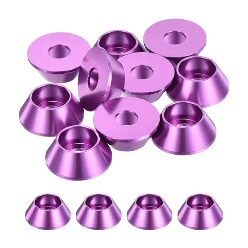 Produktbild: QUARKZMAN 10er Set M6 Kegelbecher-Unterlegscheiben, eloxierte Aluminium-Dichtungen Kegel Senkkopf-Unterlegscheiben für Schraube RC/FPV/PC/Drone/Mechanische Zubehör-Modellteile (Lila)