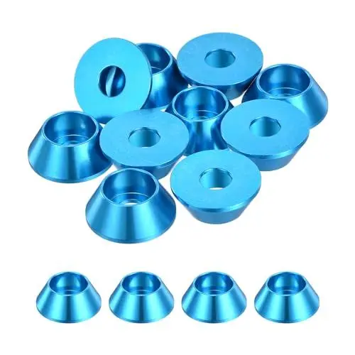 Produktbild: QUARKZMAN 10er Set M6 Konusbecher-Unterlegscheiben, eloxierte Aluminium-Dichtungen Kegel Senkkopf-Unterlegscheiben für Schraube RC/FPV/PC/Drone/Mechanische Zubehör-Modellteile (Hellblau)