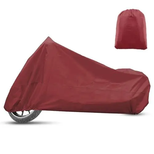 Produktbild: QUARKZMAN Motorradabdeckung Allwetter Universal Wetterfest Sonnenschutz Outdoor Schutz mit Aufbewahrungstasche Passt für Motorräder bis zu 78,74'' M Rot