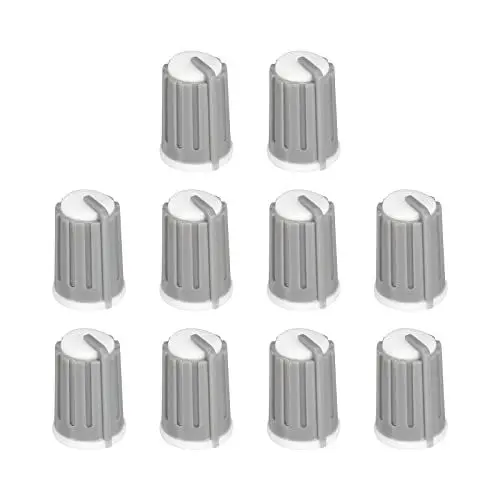 Produktbild: QUARKZMAN Knöpfe Potiknöpfe Potentiometer Drehknopf ABS Gitarre Knopf für E-Gitarre Leistung Verstärker Stereoanlagen Bass Lautstärke Ton 6mm D Typ Welle 270° Grau Weiß 20Stk