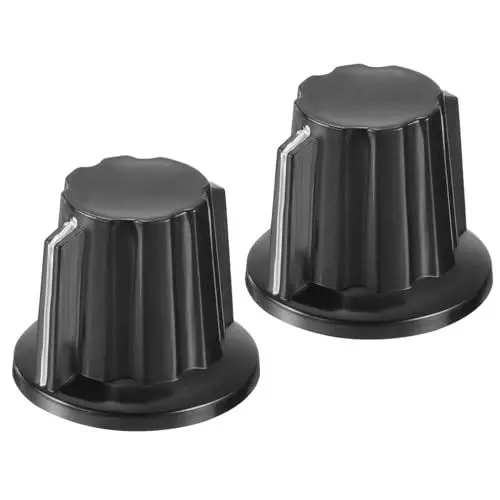 Produktbild: QUARKZMAN Potentiometer Knöpfe Bakelit 24x20mm Lautstärkeregler Knopf Kappe für Gitarre Bass, Lautstärkeregler, Audio 6mm Loch mit 4 Stück Set Schraube Schwarz 2 Stück