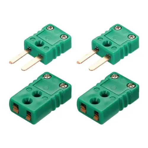 Produktbild: QUARKZMAN R/S-Typ Thermoelement Drahtverbinder Buchse Stecker Adapter hohe Temperatur 200°C (392°F) für Thermoelement-Sensorsonde Dunkelgrün 2er Set
