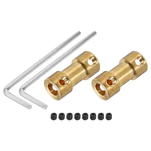Produktbild: QUARKZMAN Wellenkupplung Verbinder mit Bohrung von 5mm-5mm Länge 20mm φ 9mm 2 Pcs Wellenkupplungen M3 Messingwellen Starre Kupplung für Auto Motorzubehör 3D-Drucker DIY-Roboter Kupferton