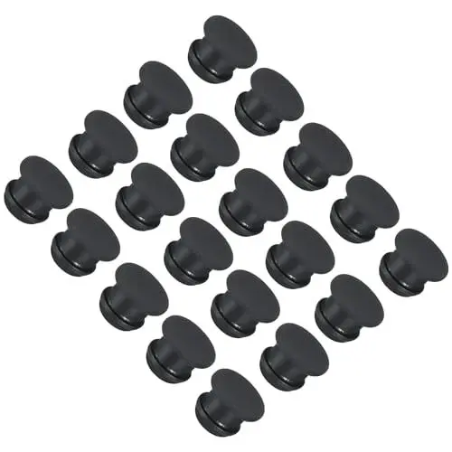 Produktbild: QUARKZMAN Silikon-Snap-in-Verriegelungslochstopfen, Gummidichtung, Flacher Typ, runde Platte für wasserdichte Dichtungsstopfen, 10 mm Durchmesser, schwarz, Packung mit 20 Stück