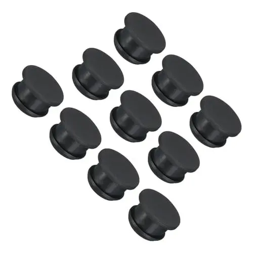 Produktbild: QUARKZMAN Silikon-Snap-in-Verriegelungslochstopfen, Gummidichtung, Flacher Typ, runde Platte für wasserdichte Dichtungsstopfen, 13 mm/0,51 Zoll Durchmesser, schwarz, Packung mit 10 Stück