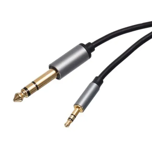 Produktbild: QUARKZMAN TRS Aux-Kabel 3,5 mm Stecker auf 6,5 mm Stecker Auxiliary Audio HiFi Kopfhörerkabel 3,3 Fuß Nylon geflochten für Telefon Kopfhörer Lautsprecher Stereo Echo, Grau