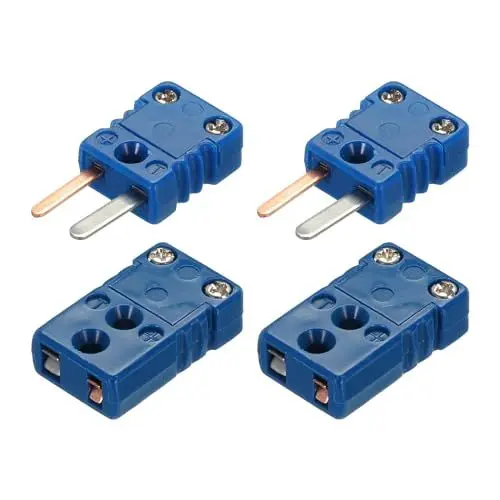 Produktbild: QUARKZMAN T-Typ Thermoelement Drahtverbinder Buchse Stecker Adapter Hochtemperatur 200°C (392°F) für Thermoelement-Sensorsonde Blau 2er Set