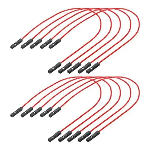 Produktbild: QUARKZMAN Weiblich zu weiblich 1Pin Breadboard Jumper Wire Ribbon Kabel 20cm lang Elektronik Breadboard Ribbon Kabel für Breadboard Elektronikprojekte Packung mit 10, Rot