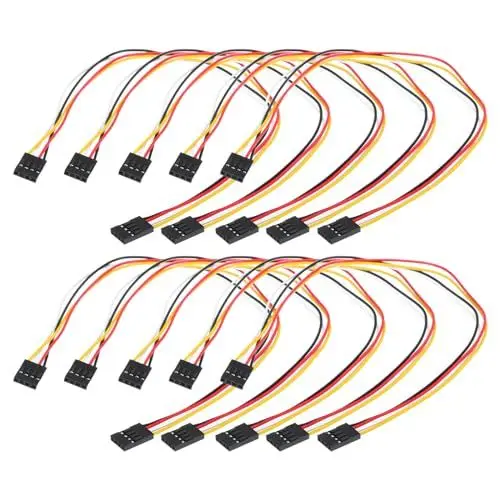 Produktbild: QUARKZMAN Weiblich zu weiblich 4Pin Breadboard Jumper Wire 2,54mm Pitch Einzelne Reihe Flachbandkabel 30cm lang Breadboard Flachbandkabel für Breadboard Packung mit 10, mehrfarbig