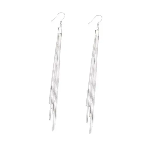 Produktbild: Quastenschmuck kolczyki damskie bastelzeug ohrringe verschlüsse silberkette silberohrringe ideas wimpelketten klappcreolen Quastenohrringe Fadenohrringe lange Ohrringe Silver WRITWAA