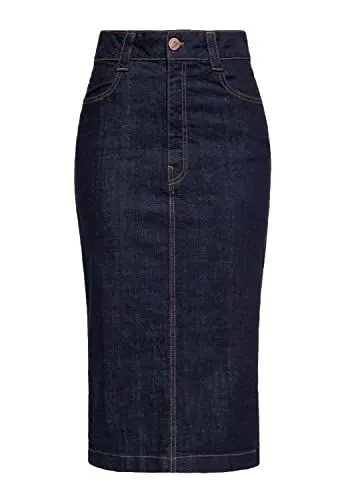 Produktbild: Queen Kerosin Damen Bleistiftrock Pencil Skirt Denim Rock Workwear 50´S Jeansrock Cinch Back
