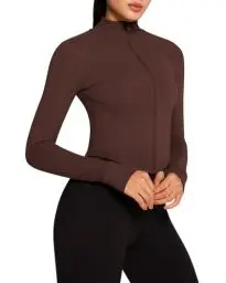 Produktbild: QUEENIEKE Sportjacke Damen Atmungsaktive Leicht Enge Laufjacke Mit Reißverschluss für Yoga Gym Daumenloch Sportoberteil Java M