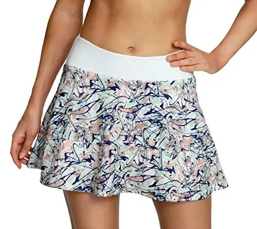 Produktbild: QUEENIEKE Sportliche Kurze Röcke für Damen Leichte elastische Sportröcke Atmungsaktiver Tennis-Golfrock mit Taschen Größe XL Farbe Graffiti-Kunst