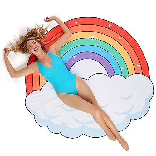 Produktbild: Queenshin Große Regenbogen Strandtücher Saunahandtuch, Microfaser Handtücher Fitness Handtuch Saunatuch Badetuch für Herren Damen, 150 cm