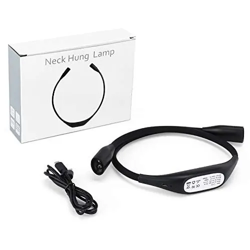 Produktbild: Queen.Y Hals Leselampe Buch, Flexibel LED Buchlampen Wiederaufladbar Freihändige Leselampe Lampe mit 3 Helligkeitsstufen 4 LEDs für Lesen, Stricken, Häkeln usw.