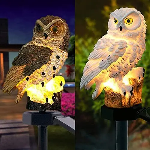 Produktbild: Queen.Y LED Solar Gartenlicht Eule Form im Freien Rasenlampe Wasserdichte Solar LED Lichter Außenbeleuchtung Nachtlicht Energiesparlampe Rasen Hof Ornament Dekorativer (Braun)