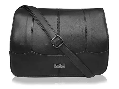 Produktbild: Quenchy London - Damenhandtasche aus echtem Leder, mit drei Hauptfächer und mit viel zusätzlichem Raum, Lederhandtasche mit 8 Fächern, verstellbarer Schultergurt, Designer-Handtaschen, QL966 Schwarz