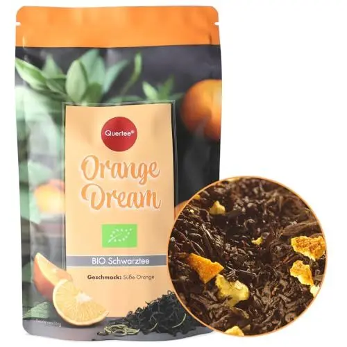 Produktbild: Quertee BIO Schwarztee „Orange Dream“ Geschmack nach süßer Orange für pure Genussmomente und für die Sinne - Schwarzer Biotee lose (200 g)