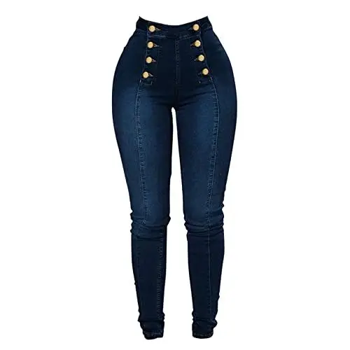 Produktbild: QUINTRA Damen Jeans Hohe Taille Gesäßstraffung Skinny Fit Jeans (Light Blue, XXXXL)