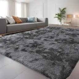 Produktbild: QUINZI Weiche Teppich Hochflorteppiche Moderne Flauschige Teppich Schlafzimmer Wohnzimmer Kinderzimmer Zottelteppiche rutschfeste teppiche (Dunkelgrau, 80x160cm)