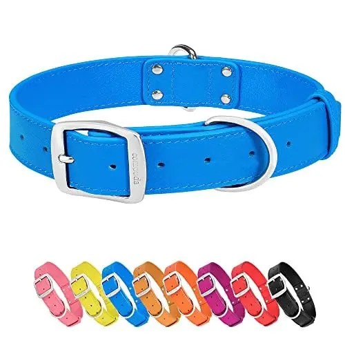 Produktbild: quipuda Echtleder Hundehalsband für große Hunde, Weich Unterlegt Echtes Lederhalsband Hund mit Doppelschnalle