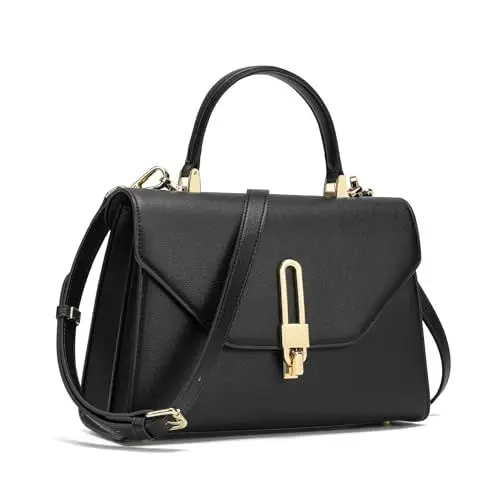 Produktbild: quipuda Handtasche Damen，Umhängetasche Damen, Leder Crossbody Bag，3 Fächer，Kommt mit abnehmbarem Schultergurt (Schwarz)