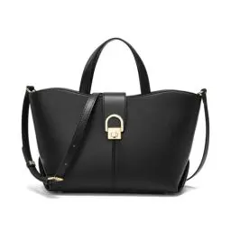 Produktbild: quipuda Handtasche Damen，Umhängetasche Damen, Leder Crossbody Bag,Großes Fassungsvermögen, Metallreißverschluss，Kommt mit abnehmbarem Schultergurt (Schwarz)