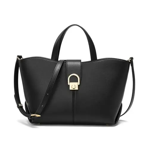 Produktbild: quipuda Handtasche Damen，Umhängetasche Damen, Leder Crossbody Bag,Großes Fassungsvermögen, Metallreißverschluss，Kommt mit abnehmbarem Schultergurt (Schwarz)