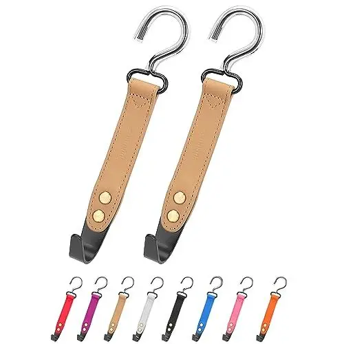 Produktbild: quipuda Kopfstützenhalterung Auto Haken, 2 Stücke Auto Taschenhalter, 360° Drehbare Auto Kopfstützen Haken, Zum Aufhängen von Handtasche, Geldbörsen,Einkaufstaschen (Braun)