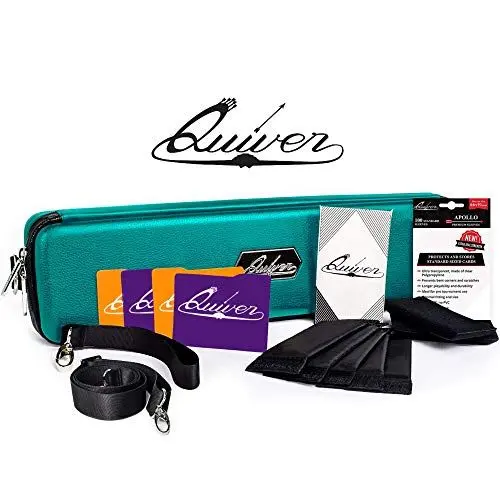 Produktbild: Quiver Time Türkis Karten-Tragetasche - Halter für Sammelkarten und Deck-Aufbewahrungsbox, kompatibel mit MTG Commander (Handgelenk- & Schultergurt, Trennwände + 100 Apollo Hüllen)