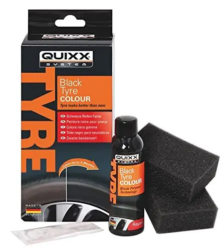 Produktbild: QUIXX Schwarze Reifen Farbe zur Farbauffrischung von Reifen, schnelltrocknend und langanhaltend, Schwarz