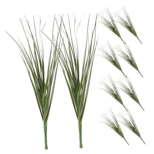 Produktbild: QUMIIRITY 10er-Pack Künstliche Pflanzen Für Draußen Hohe Künstliche Grassträucher Kunstgrün Große Künstliche Stiele Für Zuhause Terrasse Hochzeitsdeko Kunststoffmaterial