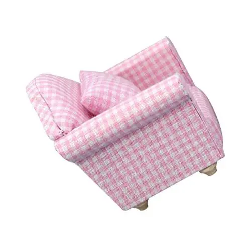 Produktbild: QUMIIRITY Mini-möbelschmuck – Kariertes Mini-Sofa Mit Kissen Realistisches Puppenhaus-Sofa Zur Dekoration Ideal Für Miniatur-zuhause