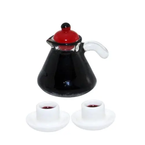 Produktbild: QUMIIRITY 1 Satz Mini-Kaffeekanne Modell Kaffeemaschine Teebecher Miniatur Mini-Teebecher Puppenhaus Zubehör Puppenhaus Kaffeekanne Küche kleine Kaffeekanne Küchenrequisiten vorgeben Harz
