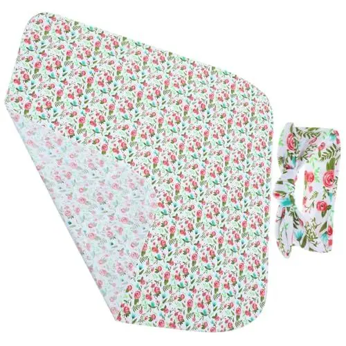 Produktbild: QUMIIRITY Wickeldecke Für Neugeborene Mit Stirnband-Set Baby-Wickeltuch Für Neugeborene
